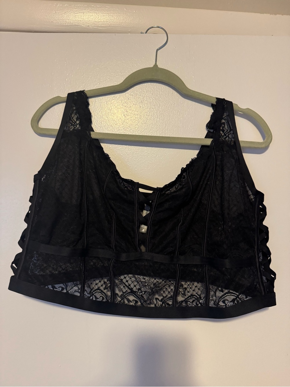 Black Lace Bralette with Front Tie Detail - Women Intimates & Sleepwear